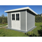 Abri de jardin composite SINTRA – 9 m2 gris clair – Neuf