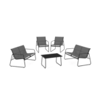 Salon de jardin bas MALAGA 6 places avec canapés, fauteuils et table gris anthracite