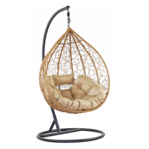 Fauteuil à bascule suspendu de jardin rond avec coussin