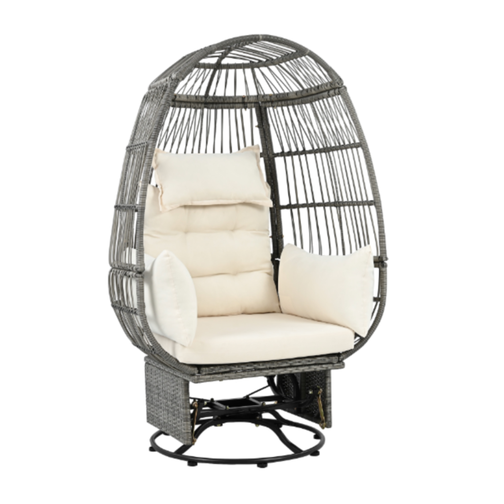 Fauteuil suspendu en résine tressée - Fonction de rotation à 360° et basculement