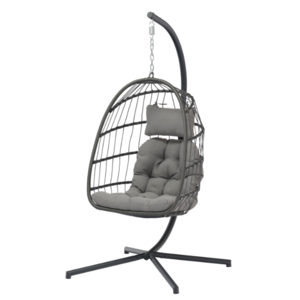 Fauteuil de jardin suspendu en forme d'œuf en acier coloris gris anthracite