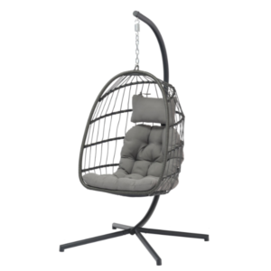 Fauteuil de jardin suspendu en forme d'œuf en acier coloris gris anthracite