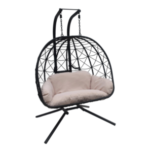 Fauteuil de jardin suspendu pliable en acier coloris noir - 2 places