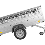 Grande remorque 230×125 Garden Trailer 230 KIPP avec bâche plate, ridelles grillagées et roue jockey