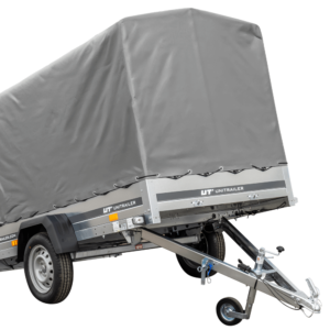 Unitrailer Remorque 230×125 Remorque de jardin 230 basculante 750 kg avec roue jockey, 110 cm bâche haute et arceaux hauts