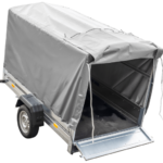 Unitrailer Remorque 230×125 Remorque de jardin 230 basculante 750 kg avec roue jockey, 110 cm bâche haute et arceaux hauts